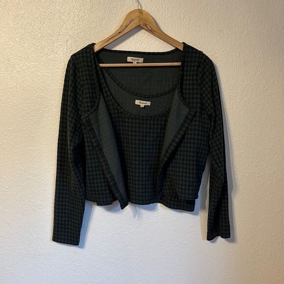 Madewell Gingham Jacquard Cardigan Twin Set XL - Picture 1 of 7